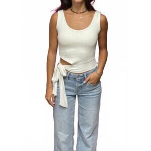 NEW VAVA izzy side tie crop top in ivory
